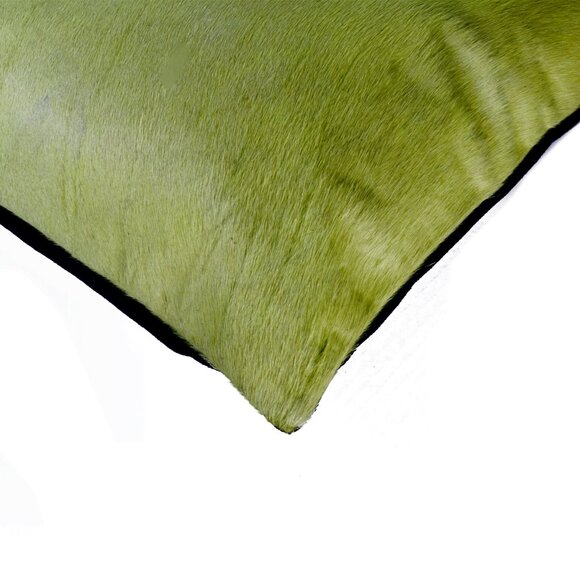 Natural Home Decor Torino Cowhide Pillow | 2-Piece | Lime | 12"x20" - Picture 2 of 2